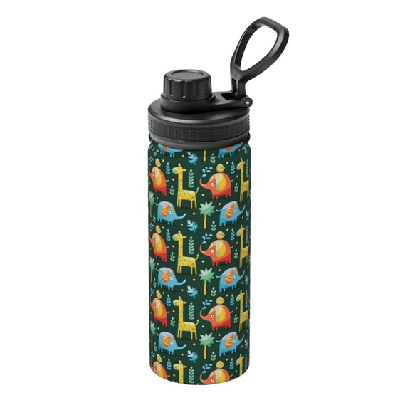Logiee Colorful Elephants Print Water Bottle,18oz Sports Insulated Kettle for Cycling Gym Basketball Outdoor, Suitable as a Present