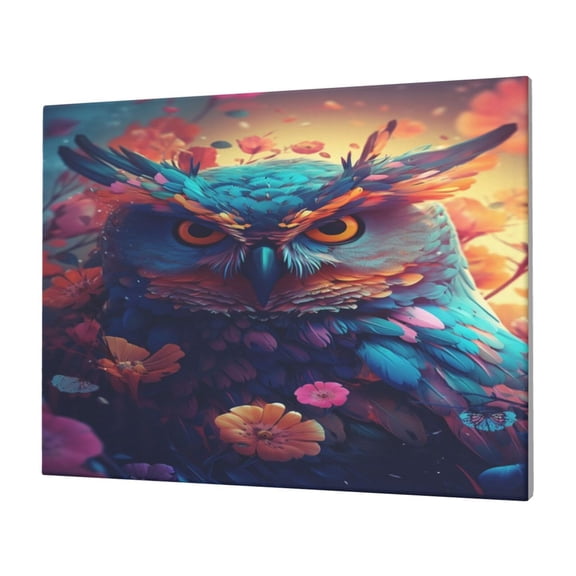 Logiee Colorful Feather Owl Print Canvas Wall Art,Canvas Picture Prints with Frame, Wall Art Decorative,Canvas Decorative,Suitable for Living Room Bedroom Office Room 30x40