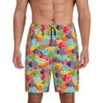 thumbnail image 1 of Logiee Colorful Fish 2 Print Men's Pajama Shorts with Drawstring & Pockets,Sleep Shorts for Men,Sleepwear Bottoms,Elastic Waistband Loungewear-3X-Large, 1 of 6