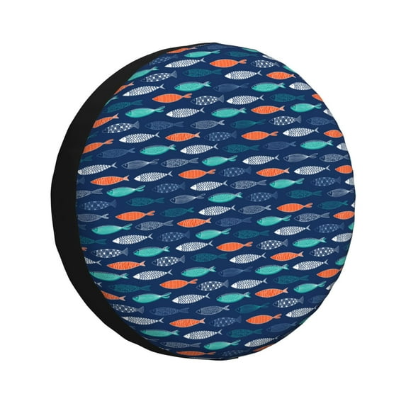 Logiee Colorful Fish 3 Print Spare Tire Cover, Universal Wheel Protectors,Waterproof Dust-Proof UV Sun Wheel Tire Cover,Fit for SUV, RV, Travel Trailer, Truck-14 inch