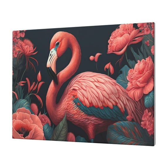 Logiee Colorful Floral Flamingo Print Canvas Wall Art,Canvas Picture Prints with Frame, Wall Art Decorative,Canvas Decorative,Suitable for Living Room Bedroom Office Room 30x40