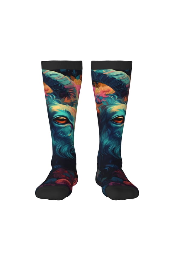 Colorful Flower Goat Print Gift Stocking Stuffers,Adult Stockings,Novelty Socks,Funny Socks Birthday Running Walking Sleeping