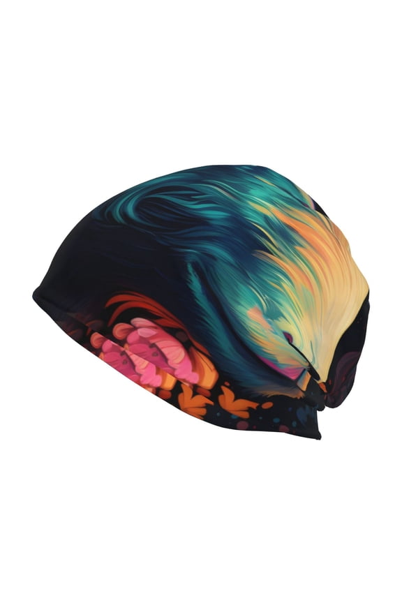 Colorful Flower Goat Print Unisex Knit Beanie for Men Women Winter Hat,Beanies Skull Caps