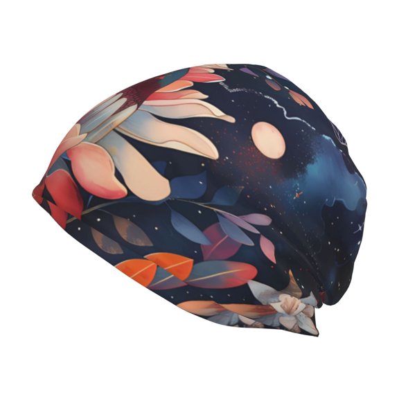Logiee Colorful Flower Peacock Print Unisex Knit Beanie for Men Women Winter Hat,Beanies Skull Caps