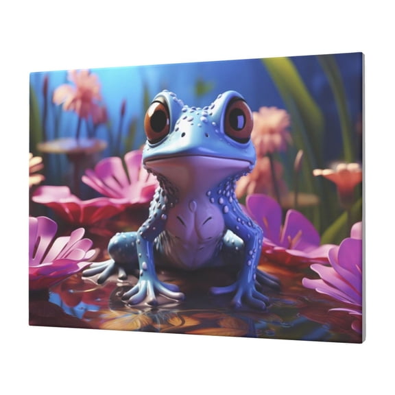 Logiee Colorful Frog Among Flowers Print Canvas Wall Art,Canvas Picture Prints with Frame, Wall Art Decorative,Canvas Decorative,Suitable for Living Room Bedroom Office Room 30x40