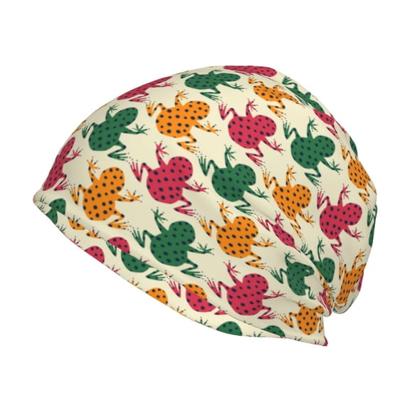 Logiee Colorful Frogs Print Unisex Knit Beanie for Men Women Winter Hat,Beanies Skull Caps