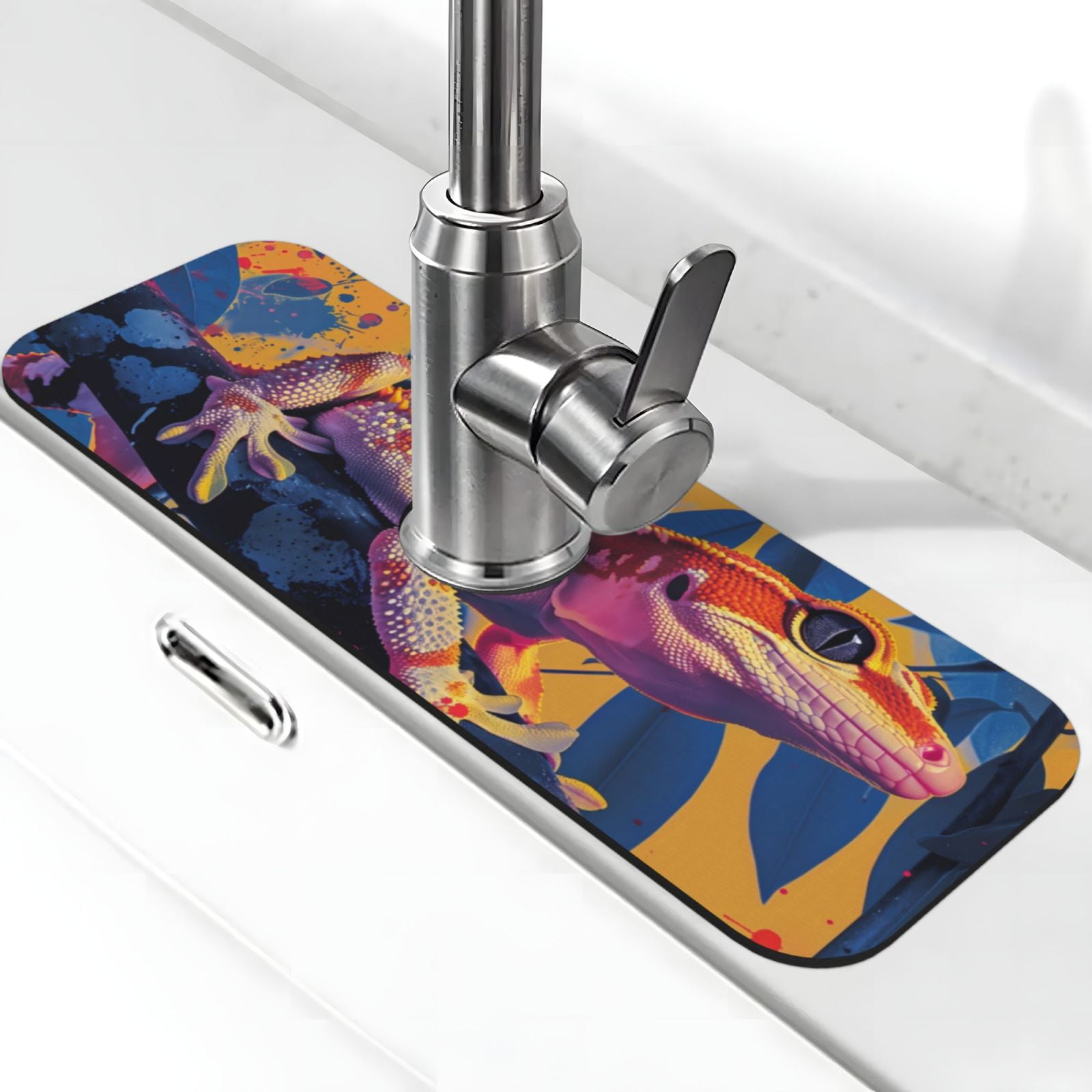 Logiee Colorful Gecko Jungle Art Print Kitchen Sink Splash Guard Faucet ...