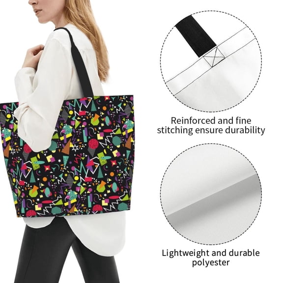 Logiee Colorful Geometric Figures Print Tote Bag for Women, Lightweight Tote Bag,Shoulder Bag,Handbag for Yoga Bag for Sport, Travel