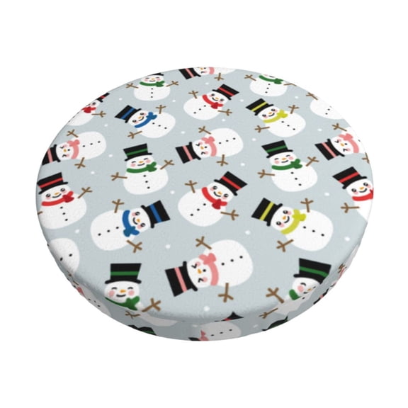 Logiee Colorful Hat Snowman Print Stool Covers Round,Bar Stool Covers,Watedrproof Stool Slipcover with Elastic,Stool Cushion,Round Bar Stool Seat Covers for Bar Round Chair-12 inch