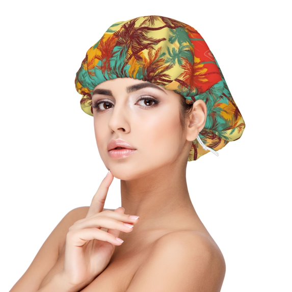 Logiee Colorful Hawaii Palms Print Silk Bonnet Satin Bonnet for Sleeping Women and Men,Double Layer Hair Bonnet for Curly Braids Hair