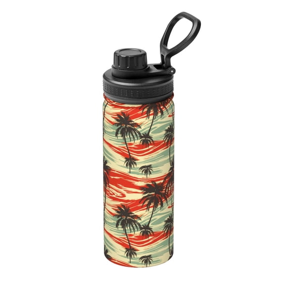 Logiee Colorful Hawaii Palms Print Water Bottle,18oz Sports Insulated Kettle for Cycling Gym Basketball Outdoor, Suitable as a Present