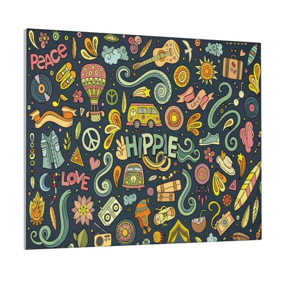 Logiee Colorful Hippie Print Canvas Wall Art ,Art Poster,Canvas Decorative Picture,Decor Wall Pictures for Living Room Bedroom Bathroom,Ready to Hang