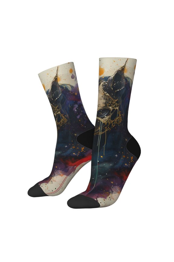 Colorful Ink Cute Horse Print Adult Socks for Men & Women,Calf Socks, Ankle Socks,Boots Socks,Breathable Casual Sock,Unisex Crew Socks