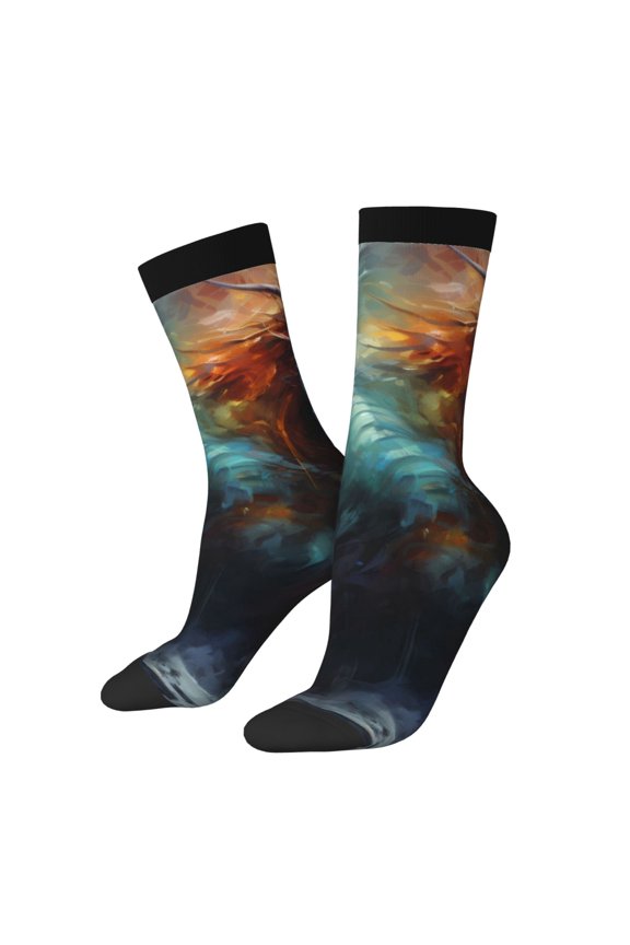 Colorful Ink Style Dragon Print Adult Socks for Men & Women,Calf Socks, Ankle Socks,Boots Socks,Breathable Casual Sock,Unisex Crew Socks