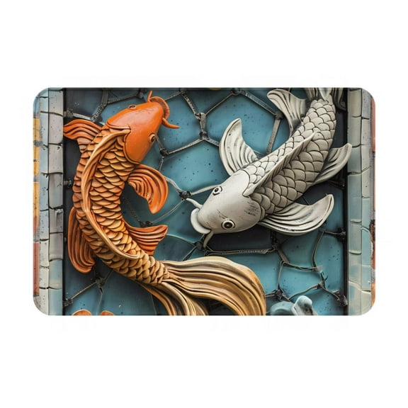 Logiee Colorful Koi Fish Art Print Welcome Mats for Entryway,Door Mat for Front Door,Entry Mat,Doormat for Garden, Garage, Patio, Home, Porch Decor