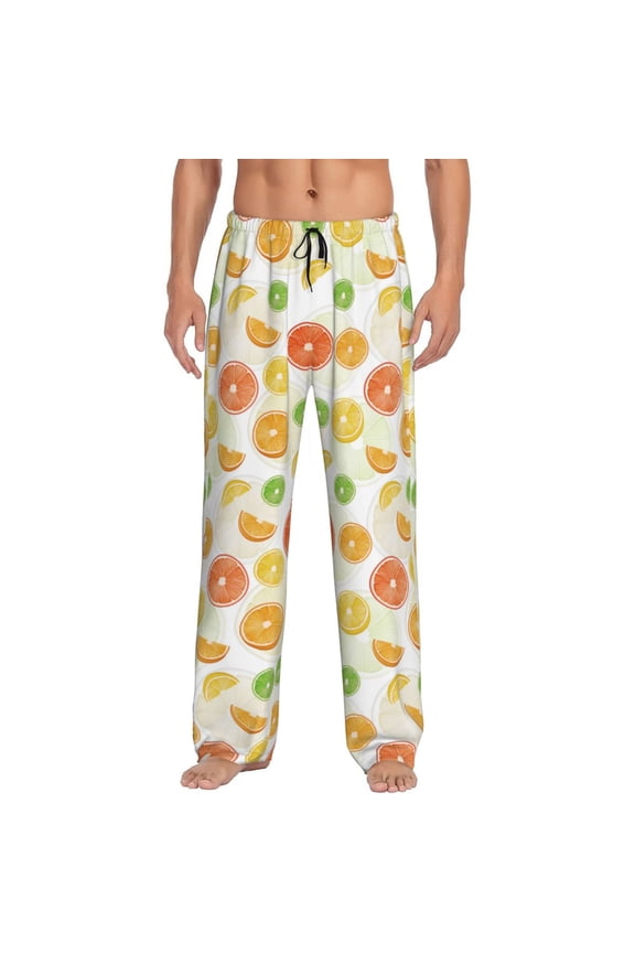 Colorful Lemons Print Pajama Pants for Men,Men’s Pajama Bottoms,Mens PJ Pants with Pockets & Button Fly-3X-Large