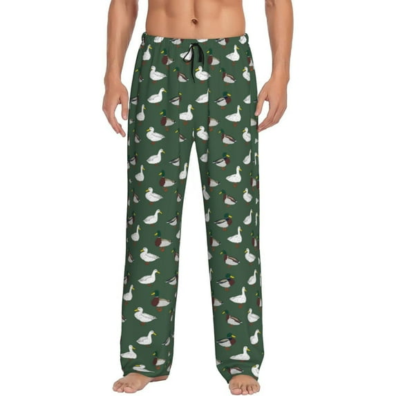 Logiee Colorful Mallard Duck Print Pajama Pants for Men,Men’s Pajama Bottoms,Mens PJ Pants with Pockets & Button Fly-Small