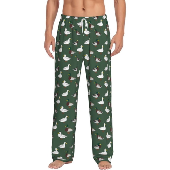 Logiee Colorful Mallard Duck Print Pajama Pants for Men,Men’s Pajama Bottoms,Mens PJ Pants with Pockets & Button Fly-X-Large