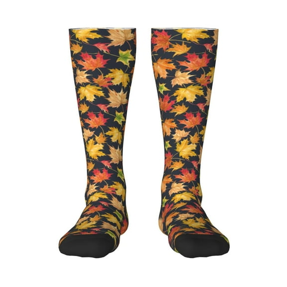 Logiee Colorful Maple Leaves Print Gift Stocking Stuffers,Adult Stockings,Novelty Socks,Funny Socks Birthday Running Walking Sleeping