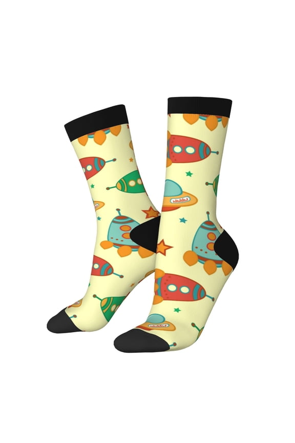 Colorful Outer Space Print Adult Socks for Men & Women,Calf Socks, Ankle Socks,Boots Socks,Breathable Casual Sock,Unisex Crew Socks