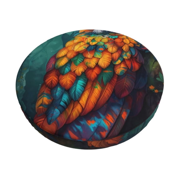 Logiee Colorful Owl Forest Print Stool Covers Round,Bar Stool Covers,Watedrproof Stool Slipcover with Elastic,Stool Cushion,Round Bar Stool Seat Covers for Bar Round Chair-12 inch