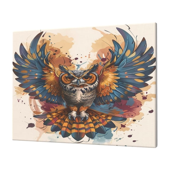Logiee Colorful Owl Tattoo Art Print Canvas Wall Art,Canvas Picture Prints with Frame, Wall Art Decorative,Canvas Decorative,Suitable for Living Room Bedroom Office Room 30x40