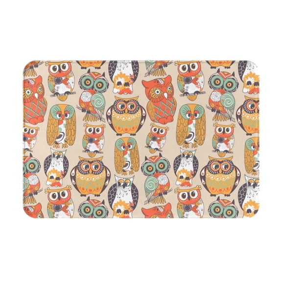 Logiee Colorful Owls Print Welcome Mats for Entryway,Door Mat for Front Door,Entry Mat,Doormat for Garden, Garage, Patio, Home, Porch Decor