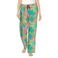 thumbnail image 1 of Logiee Colorful Palm Leaves Print Women Pajama Pants,Comfy Pj Bottom with Pockets & Drawstring,Stretch Casual Sleepwear-Large, 1 of 6