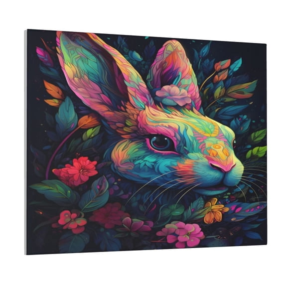Logiee Colorful Patterned Rabbit Print Canvas Wall Art ,Art Poster,Canvas Decorative Picture,Decor Wall Pictures for Living Room Bedroom Bathroom,Ready to Hang