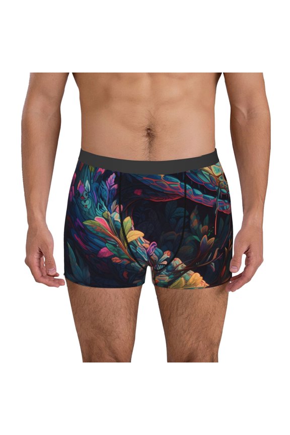 Colorful Patterned Snake Print Mens Boxer Briefs,Boxer Briefs for Men,Breathable Stretch Underwear,Boys Boxer Briefs-Medium