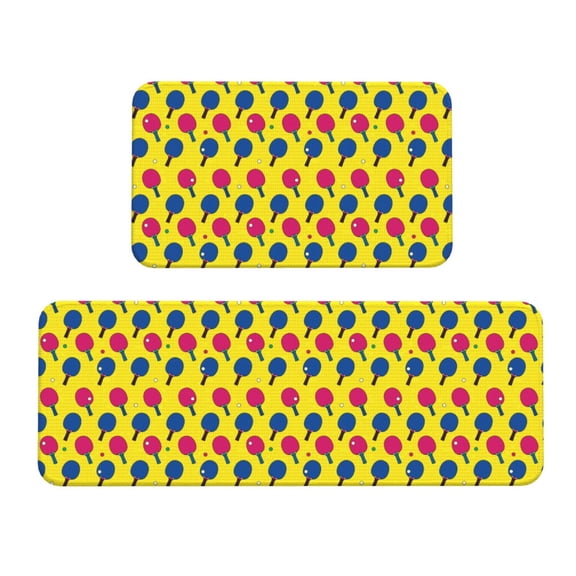 Logiee Colorful Ping Pong Print Kitchen Mats for Floor Sets of 2,Waterproof Kitchen Rugs,Non Slip Comfort Standing Mat Rug for Home,Runner,Sink,Office,Laundry
