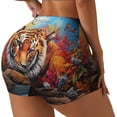 thumbnail image 1 of Logiee Colorful Plant Tiger Print Women's Biker Shorts,Workout Gym Shorts,Scrunch Shorts,Tummy Control Hidden Scrunch Running Yoga Shorts-Medium, 1 of 8