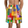 thumbnail image 1 of Logiee Colorful Plastic Blocks Pattern Print Mens Swim Trunks Quick Dry Board Shorts,Breathable Hawaii Beach Shorts Swimwear Bathing Suits-3X-Large, 1 of 6