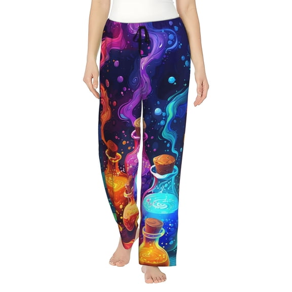 Logiee Colorful Potion Bottles Magic Print Women Pajama Pants,Comfy Pj Bottom with Pockets & Drawstring,Stretch Casual Sleepwear-Small