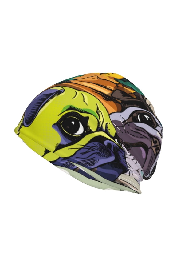 Colorful Pug Print Unisex Knit Beanie for Men Women Winter Hat,Beanies Skull Caps