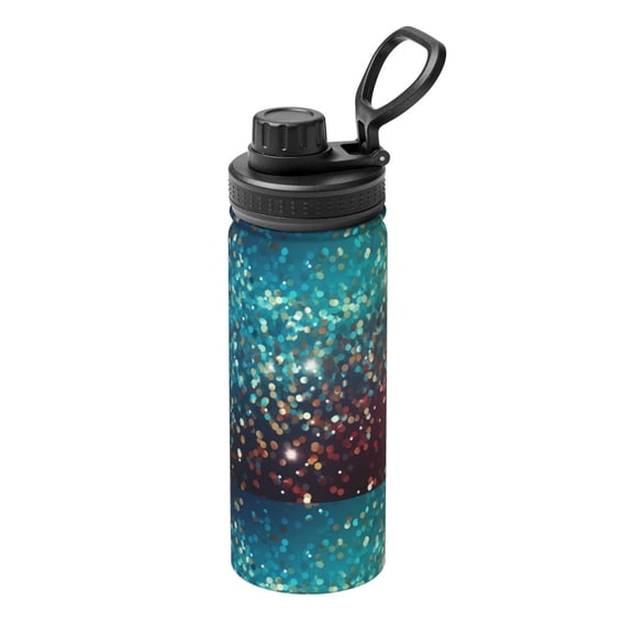 Logiee Colorful Rainbow Glitter Print Water Bottle,18oz Sports Insulated Kettle for Cycling Gym Basketball Outdoor, Suitable as a Present