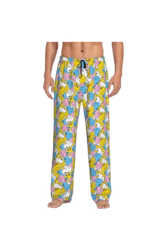 Colorful Rubber Duck 1 Print Pajama Pants for Men,Men’s Pajama Bottoms,Mens PJ Pants with Pockets & Button Fly-XX-Large