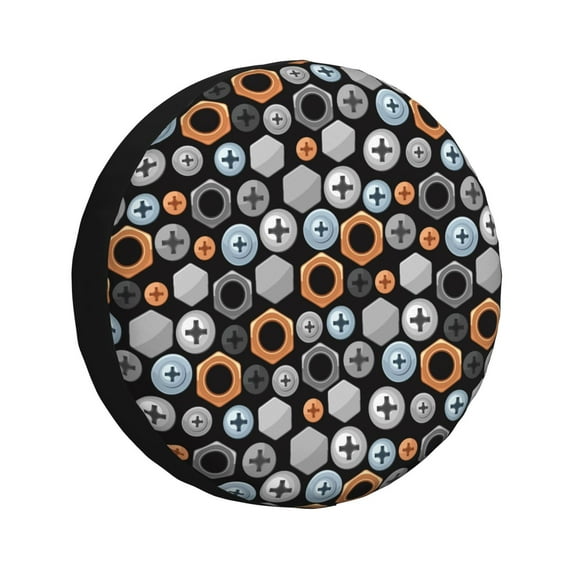 Logiee Colorful Screws Print Spare Tire Cover, Universal Wheel Protectors,Waterproof Dust-Proof UV Sun Wheel Tire Cover,Fit for SUV, RV, Travel Trailer, Truck-17 inch