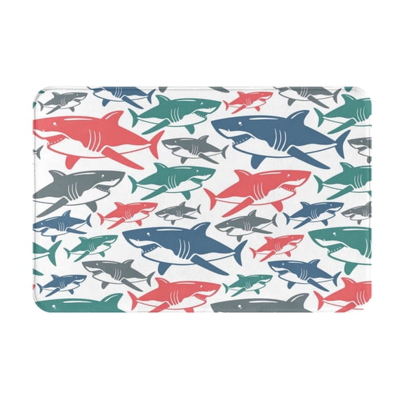 Logiee Colorful Shark Print Welcome Mats for Entryway,Door Mat for Front Door,Entry Mat,Doormat for Garden, Garage, Patio, Home, Porch Decor