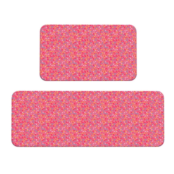 Logiee Colorful Sprinkles Donuts Print Kitchen Mats for Floor Sets of 2,Waterproof Kitchen Rugs,Non Slip Comfort Standing Mat Rug for Home,Runner,Sink,Office,Laundry