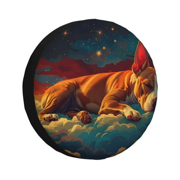 Logiee Colorful Starry Sky Sleep Dog Print Spare Tire Cover, Universal Wheel Protectors,Waterproof Dust-Proof UV Sun Wheel Tire Cover,Fit for SUV, RV, Travel Trailer, Truck-15 inch