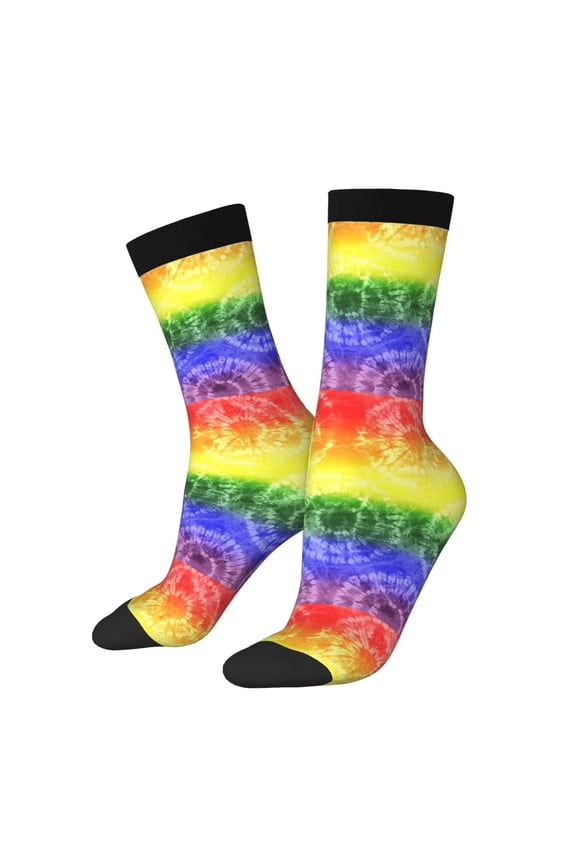 Colorful Tie Dye Print Adult Socks for Men & Women,Calf Socks, Ankle Socks,Boots Socks,Breathable Casual Sock,Unisex Crew Socks