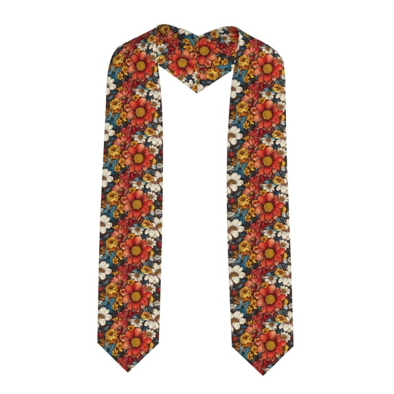 Logiee Colorful Vintage Floral Pattern Print Unisex Adult Graduation Stole Shawl 72" Long for Academic Commencements Shawl-Sharp Corner