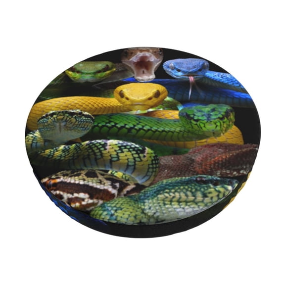 Logiee Colorful Viper Snake Print Stool Covers Round,Bar Stool Covers,Watedrproof Stool Slipcover with Elastic,Stool Cushion,Round Bar Stool Seat Covers for Bar Round Chair-12 inch