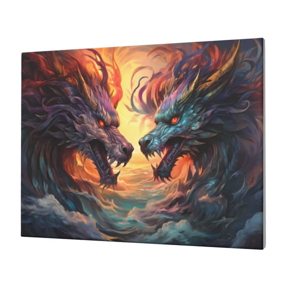 Logiee Colorful Wave Dragon Head Print Canvas Wall Art,Canvas Picture Prints with Frame, Wall Art Decorative,Canvas Decorative,Suitable for Living Room Bedroom Office Room 30x40