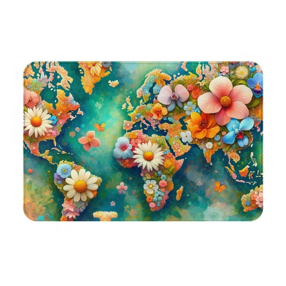 Logiee Colorful World Map Print Welcome Mats for Entryway,Door Mat for Front Door,Entry Mat,Doormat for Garden, Garage, Patio, Home, Porch Decor