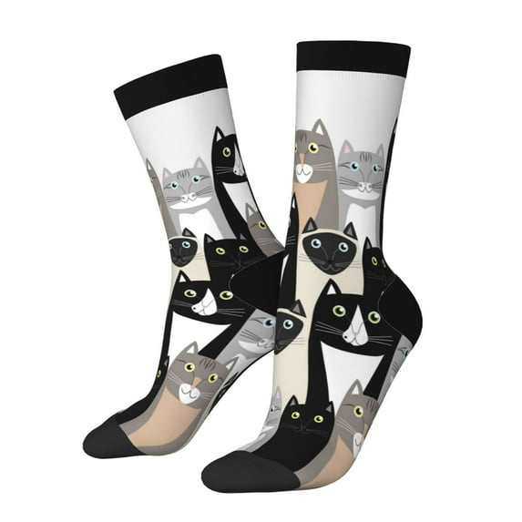 Logiee Colors Cats Print Adult Socks for Men & Women,Calf Socks, Ankle Socks,Boots Socks,Breathable Casual Sock,Unisex Crew Socks