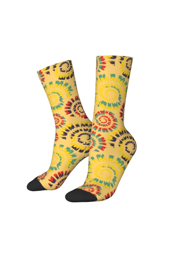Colourful Tie Dye 1 Print Adult Socks for Men & Women,Calf Socks, Ankle Socks,Boots Socks,Breathable Casual Sock,Unisex Crew Socks