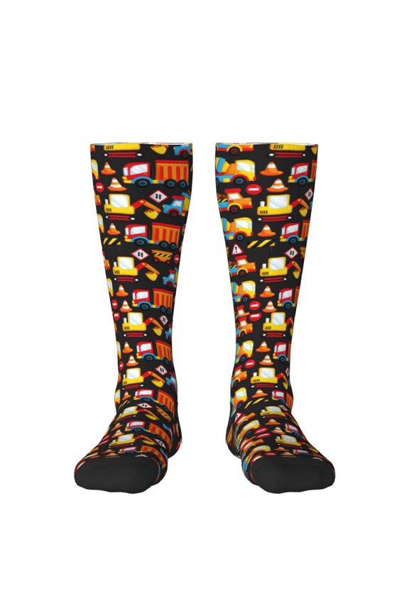 Construction Truck Print Gift Stocking Stuffers,Adult Stockings,Novelty Socks,Funny Socks Birthday Running Walking Sleeping