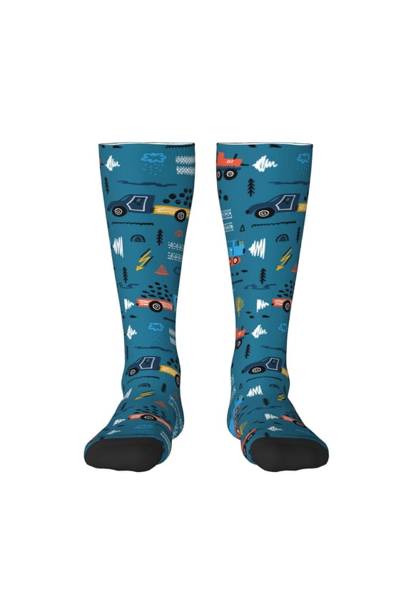 Construction Trucks Print Gift Stocking Stuffers,Adult Stockings,Novelty Socks,Funny Socks Birthday Running Walking Sleeping